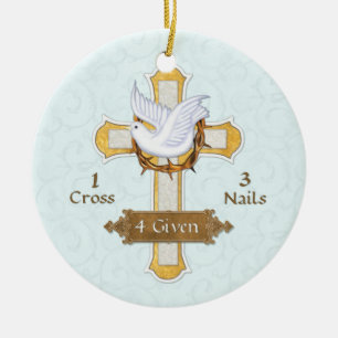 Cross Dove 4 Given Ceramic Tree Decoration