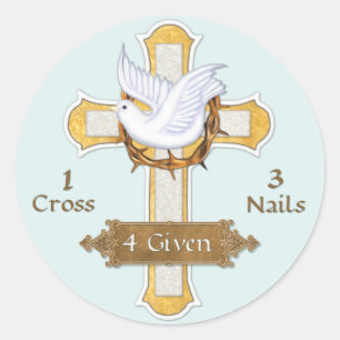 Cross Dove 4 Given Classic Round Sticker