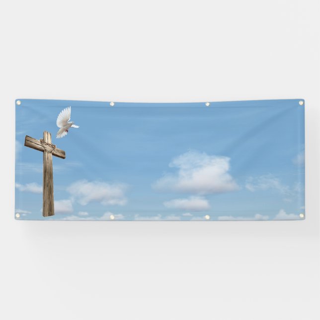 cross dove sky blank church template banner (Horizontal)