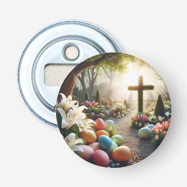 Cross/Easter egg/Lilly  Bottle Opener (Front)