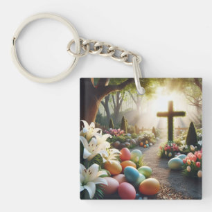 Cross/Easter egg/Lilly Key Ring