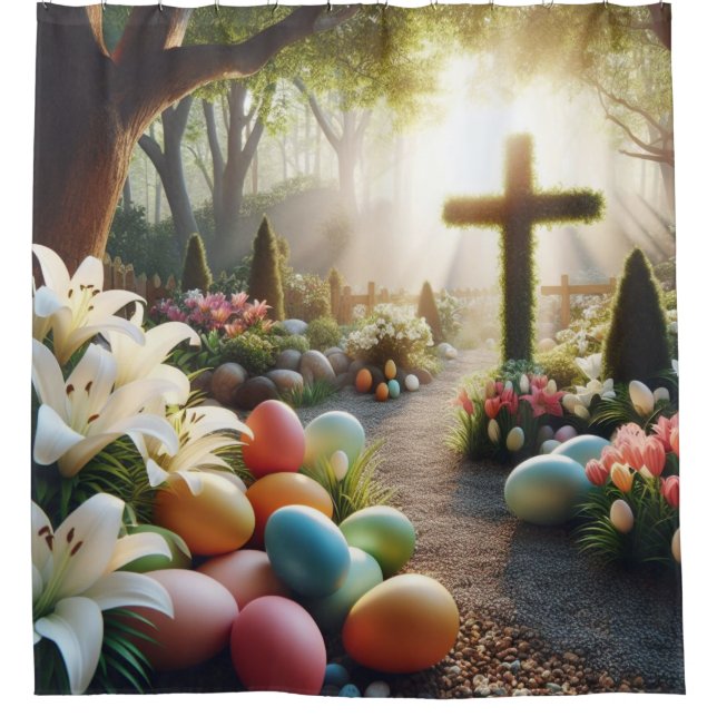 Cross/Easter egg/Lilly  Shower Curtain (Front)