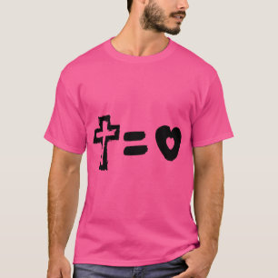 Cross Equals Love Heart Funny Jesus Christian East T-Shirt