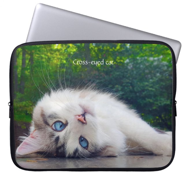 Cross-Eyed Cat Laptop Sleeve (Front)