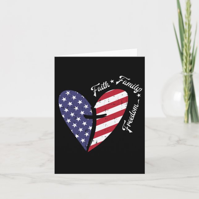 Cross Faith Fourth 4th Of July Patriotic Christian Card (Front)