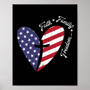 Cross Faith Fourth 4th Of July Patriotic Christian Poster