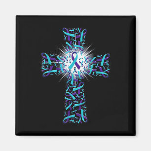 Cross Faith Suicide Prevention Awareness Ribbon Su Magnet
