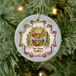 Cross Family Crest  Surname  Ceramic Tree Decoration