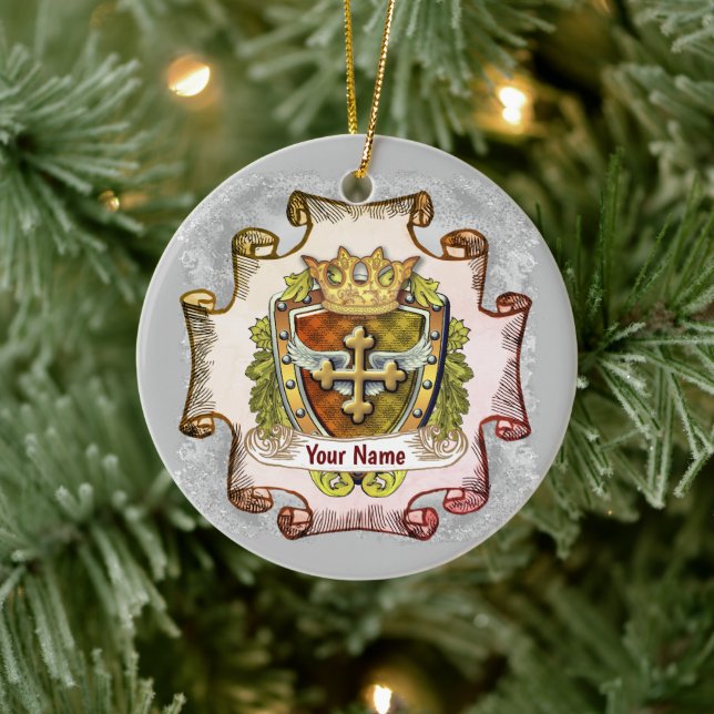 Cross Family Crest Surname custom ornament (Tree)