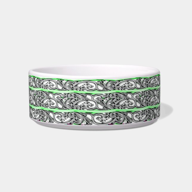Cross Filigree Design Green Pattern Bowl (Front)