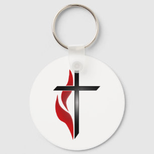 CROSS & FLAME KEY RING
