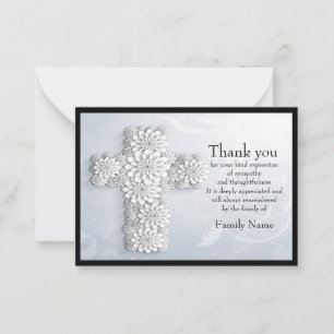 Cross Flower After Funeral Thank You Card