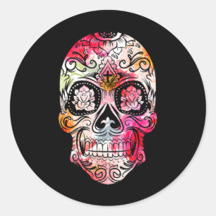 Cross Flower Sugar Skull Day Of The Dead Costume G Classic Round Sticker