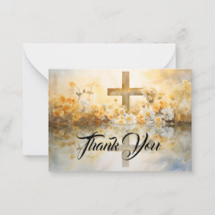 Cross Flower Thank You Card