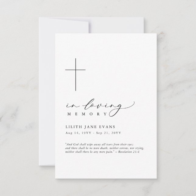 Cross Funeral Memorial Remembrance Photo Card (Front)