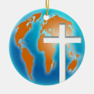 Cross Globe Ceramic Tree Decoration