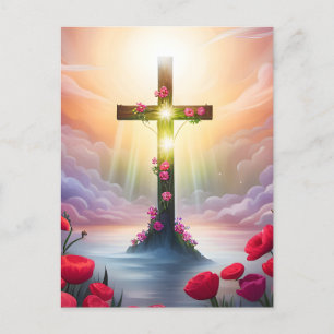 Cross God Loves Jesus Saves Christian Church Love Holiday Postcard