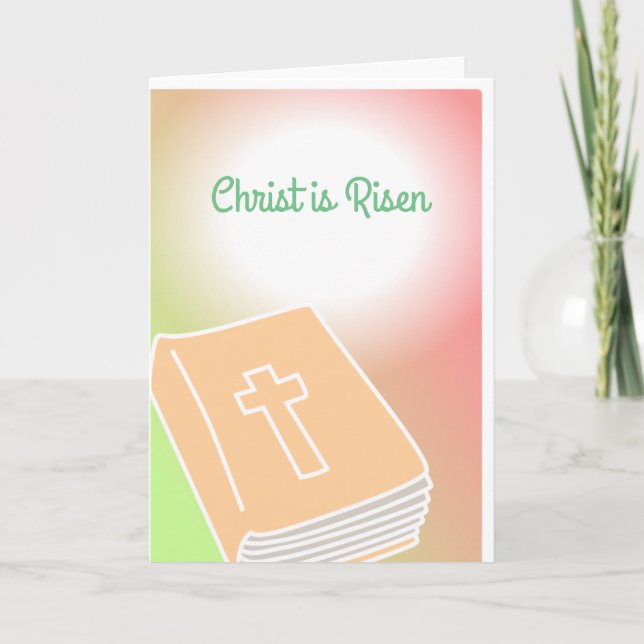 Cross Greeting Card Bible Christ is Risen (Front)
