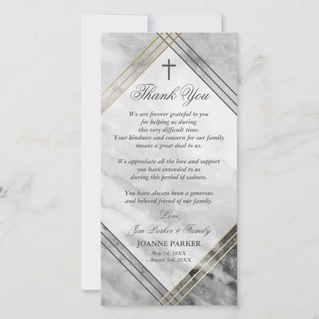 Cross & Grey Marble - Sympathy Thank You (Front)