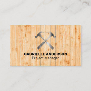 Cross Hammers Logo   Wood Fence   Contractor Business Card