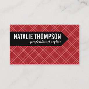 Cross Hatch Pattern Red Business Card