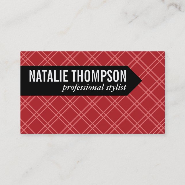 Cross Hatch Pattern | Red Business Card (Front)