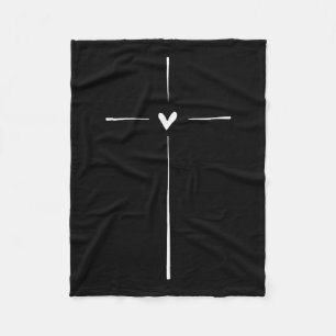 Cross Heart Inspirational Religious Christian Fleece Blanket
