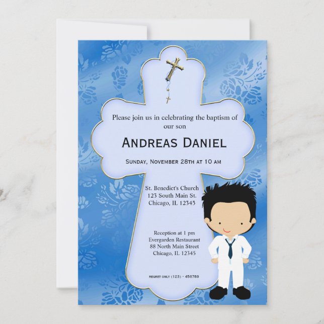 Cross  Holy Communion Boy Invitation (Front)