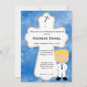 Cross  Holy Communion Boy Invitation