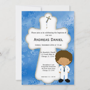 Cross  Holy Communion Boy Invitation