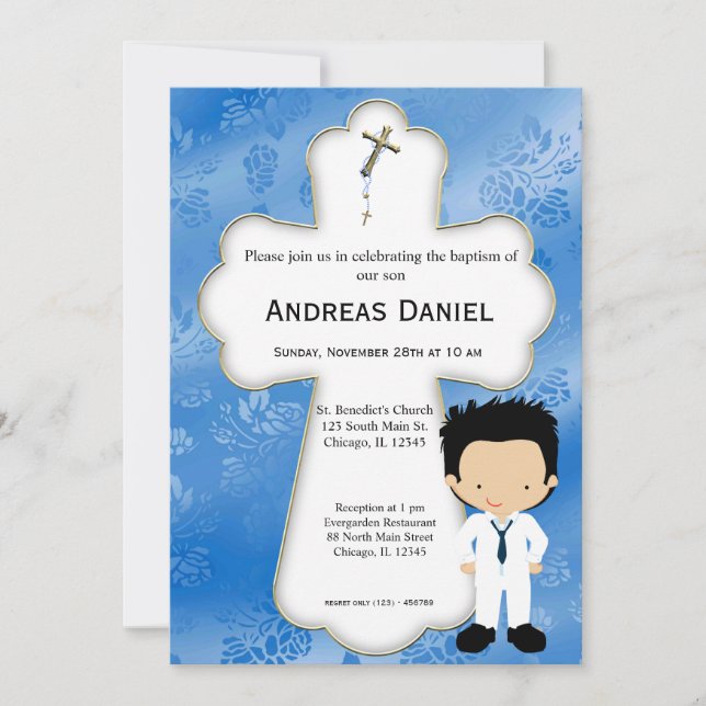Cross  Holy Communion Boy Invitation (Front)