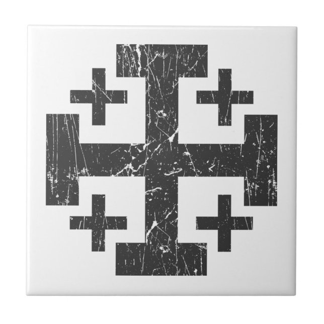 cross holy land grunge religion symbol Jerusalem P Tile (Front)
