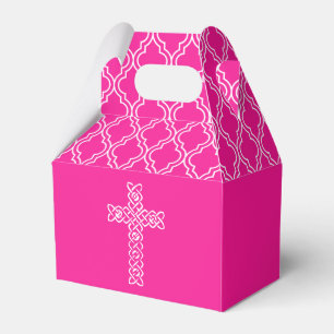 Cross   Hot Pink First Communion Party Favour Box