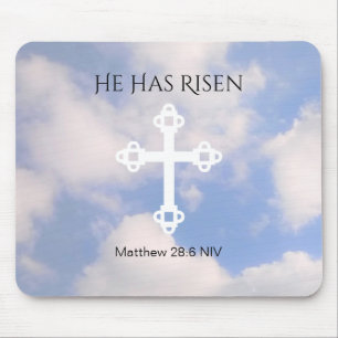 Cross in Cloudy Sky Resurrection Blue Easter Gift Mouse Mat
