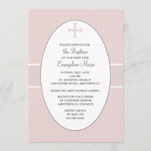 Cross in Oval Frame - Blush Invitation