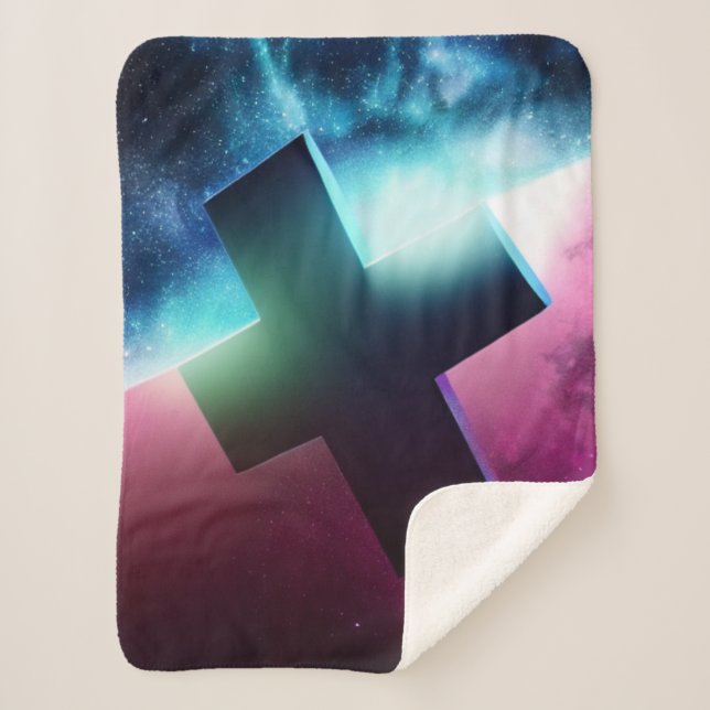 Cross in Space Sherpa Blanket (Front)