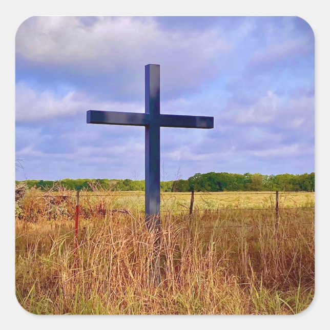 Cross in the Country Notecard Square Sticker (Front)