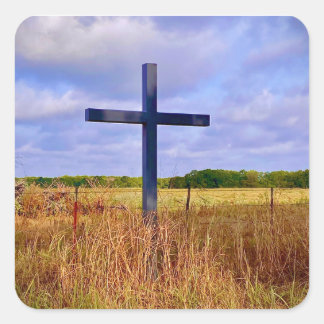 Cross in the Country Notecard Square Sticker