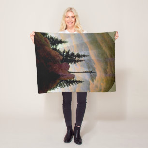 Cross in the Mountains, Friedrich Fleece Blanket