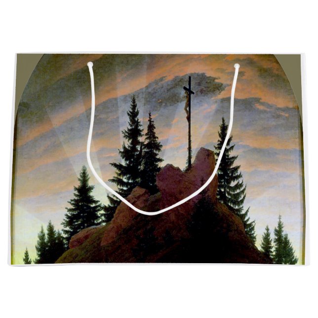 Cross in the Mountains, Friedrich Large Gift Bag (Front)