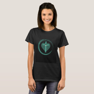 Cross Inside Circle Teal Emerald Green T-Shirt