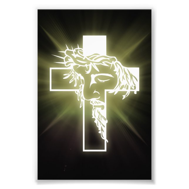Cross Jesus Face Photo Print (Front)