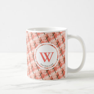 CROSS Jesus is Lord Monogram Custom EASTER Coral Coffee Mug