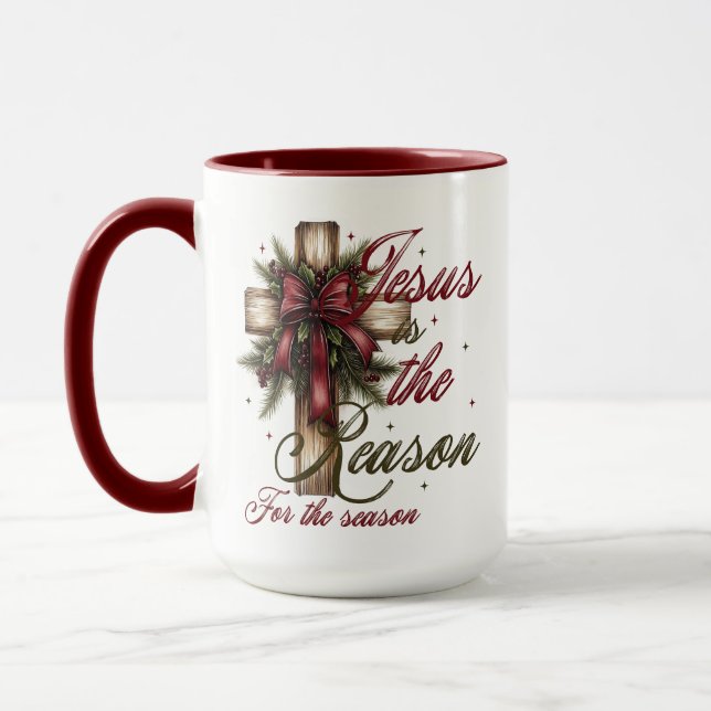 Cross Jesus Is The Reason For The Season Mug (Left)