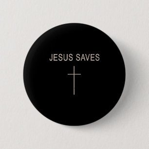 Cross Jesus Save Minimalist Christian Faith Religi 6 Cm Round Badge