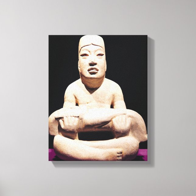 Cross-legged figure holding a baby, Olmec Canvas Print (Front)