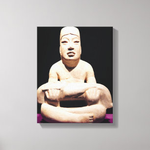 Cross-legged figure holding a baby, Olmec Canvas Print