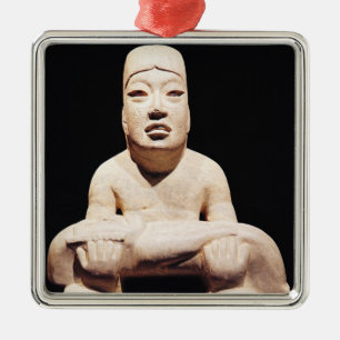 Cross-legged figure holding a baby, Olmec Metal Tree Decoration