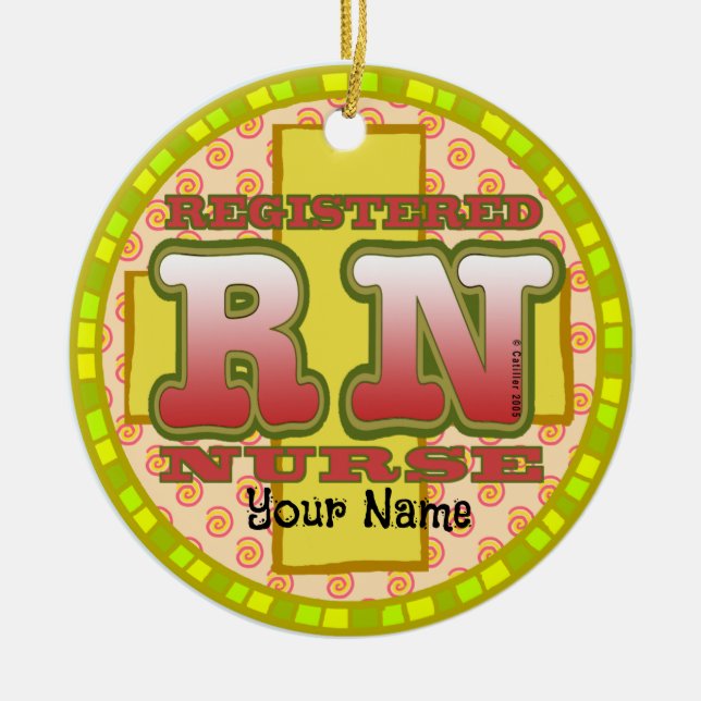 Cross Letters  RN Nurse ornament (Front)