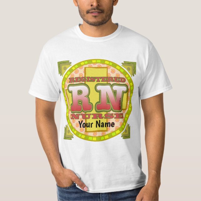 Cross Letters  RN  nurse t-shirt (Front)